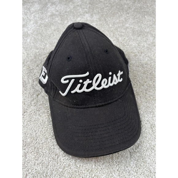 Titleist Other - Titleist Fitted Black Golf Hat Footjoy Logo White Script Front Size Flex M/L
